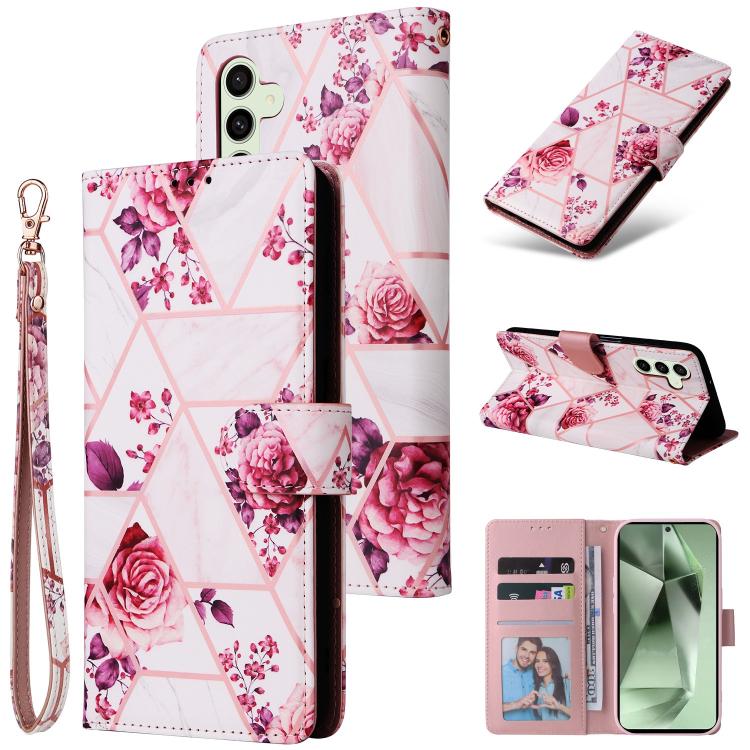 Marble Bronzing Stitching Leather Phone Case, For Samsung Galaxy S26+ 5G, For Samsung Galaxy S26 Ultra 5G, For Samsung Galaxy S26 5G, For Samsung Galaxy S25 FE 5G, For Samsung Galaxy S25 Edge 5G, For Samsung Galaxy S25 5G, For Samsung Galaxy S25+ 5G   ...