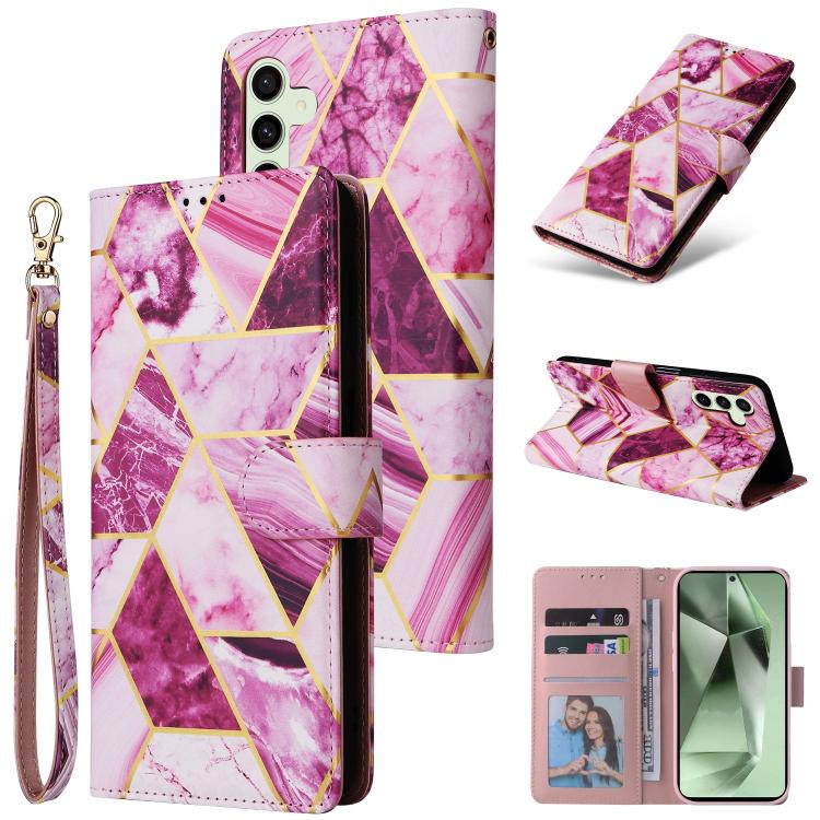 Marble Bronzing Stitching Leather Phone Case, For Samsung Galaxy S26+ 5G, For Samsung Galaxy S26 Ultra 5G, For Samsung Galaxy S26 5G, For Samsung Galaxy S25 FE 5G, For Samsung Galaxy S25 Edge 5G, For Samsung Galaxy S25 5G, For Samsung Galaxy S25+ 5G   ...