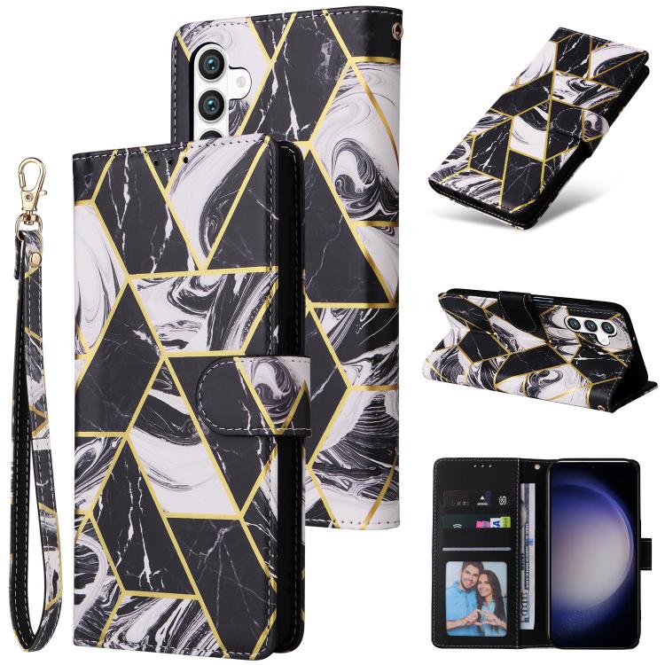 Marble Bronzing Stitching Leather Phone Case, For Samsung Galaxy S26+ 5G, For Samsung Galaxy S26 Ultra 5G, For Samsung Galaxy S26 5G, For Samsung Galaxy S25 FE 5G, For Samsung Galaxy S25 Edge 5G, For Samsung Galaxy S25 5G, For Samsung Galaxy S25+ 5G   ...