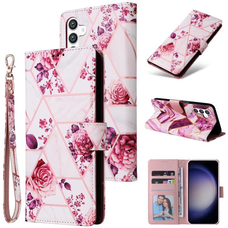 Marble Bronzing Stitching Leather Phone Case, For Samsung Galaxy S26+ 5G, For Samsung Galaxy S26 Ultra 5G, For Samsung Galaxy S26 5G, For Samsung Galaxy S25 FE 5G, For Samsung Galaxy S25 Edge 5G, For Samsung Galaxy S25 5G, For Samsung Galaxy S25+ 5G   ...
