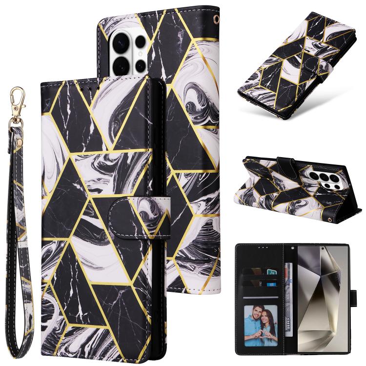 Marble Bronzing Stitching Leather Phone Case, For Samsung Galaxy S26+ 5G, For Samsung Galaxy S26 Ultra 5G, For Samsung Galaxy S26 5G, For Samsung Galaxy S25 FE 5G, For Samsung Galaxy S25 Edge 5G, For Samsung Galaxy S25 5G, For Samsung Galaxy S25+ 5G   ...