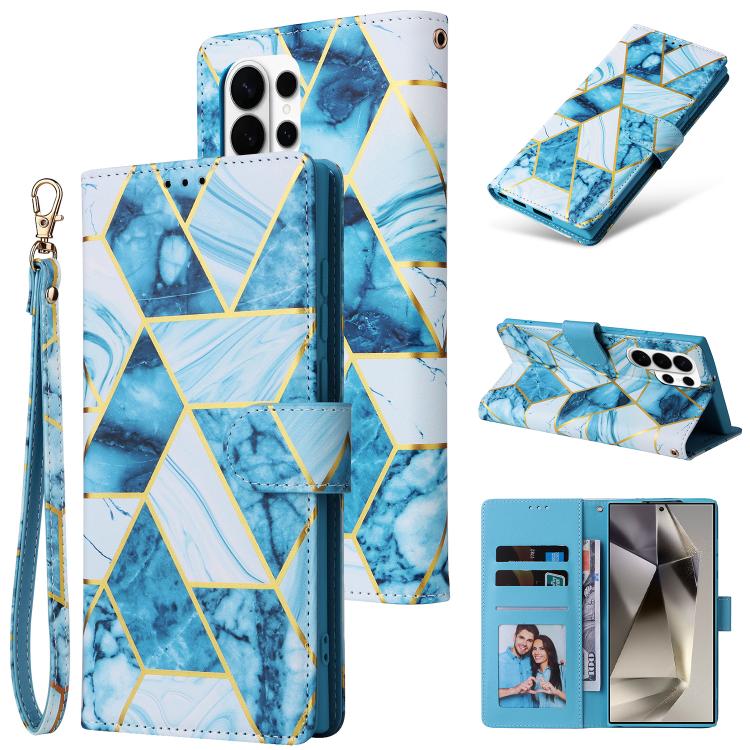 Marble Bronzing Stitching Leather Phone Case, For Samsung Galaxy S26+ 5G, For Samsung Galaxy S26 Ultra 5G, For Samsung Galaxy S26 5G, For Samsung Galaxy S25 FE 5G, For Samsung Galaxy S25 Edge 5G, For Samsung Galaxy S25 5G, For Samsung Galaxy S25+ 5G   ...