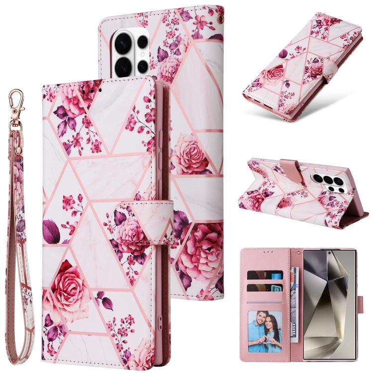 Marble Bronzing Stitching Leather Phone Case, For Samsung Galaxy S26+ 5G, For Samsung Galaxy S26 Ultra 5G, For Samsung Galaxy S26 5G, For Samsung Galaxy S25 FE 5G, For Samsung Galaxy S25 Edge 5G, For Samsung Galaxy S25 5G, For Samsung Galaxy S25+ 5G   ...