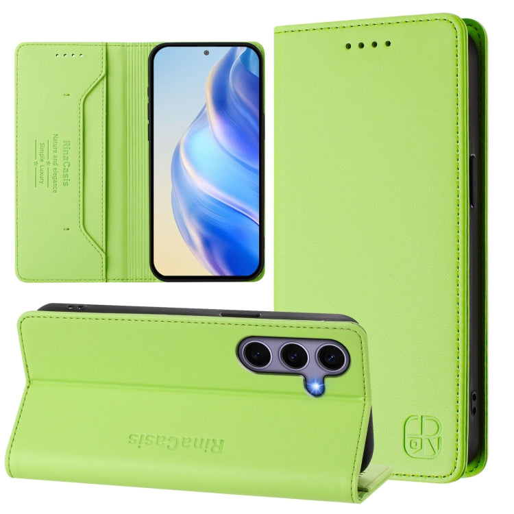 RC01 Dual-Folded Magnetic Suction RFID Leather Phone Case, For Galaxy S24 / S25 5G, For Galaxy S24+ / S25+ 5G, For Galaxy S25 Ultra 5G, For Galaxy S24 FE 5G, For Galaxy S24 Ultra 5G, For Galaxy S23 FE 5G