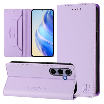 RC01 Dual-Folded Magnetic Suction RFID Leather Phone Case, For Galaxy S24 / S25 5G, For Galaxy S24+ / S25+ 5G, For Galaxy S25 Ultra 5G, For Galaxy S24 FE 5G, For Galaxy S24 Ultra 5G, For Galaxy S23 FE 5G