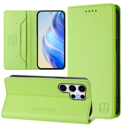 RC01 Dual-Folded Magnetic Suction RFID Leather Phone Case, For Galaxy S24 / S25 5G, For Galaxy S24+ / S25+ 5G, For Galaxy S25 Ultra 5G, For Galaxy S24 FE 5G, For Galaxy S24 Ultra 5G, For Galaxy S23 FE 5G