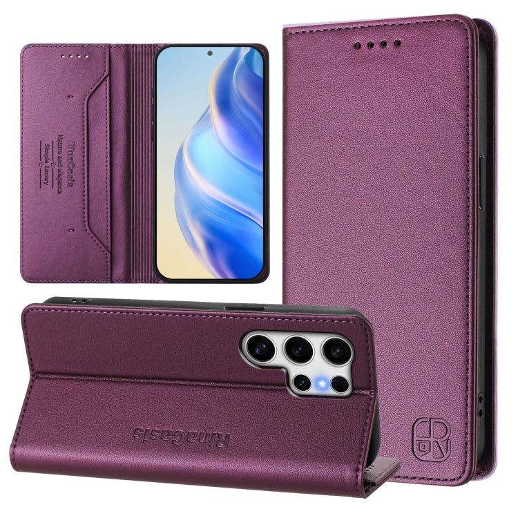 RC01 Dual-Folded Magnetic Suction RFID Leather Phone Case, For Galaxy S24 / S25 5G, For Galaxy S24+ / S25+ 5G, For Galaxy S25 Ultra 5G, For Galaxy S24 FE 5G, For Galaxy S24 Ultra 5G, For Galaxy S23 FE 5G
