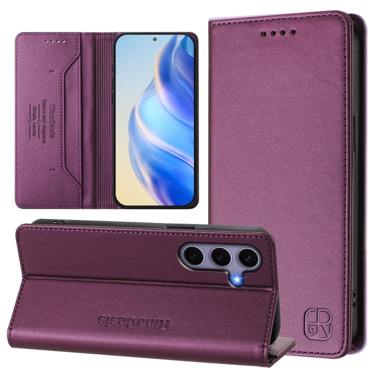 RC01 Dual-Folded Magnetic Suction RFID Leather Phone Case, For Galaxy S24 / S25 5G, For Galaxy S24+ / S25+ 5G, For Galaxy S25 Ultra 5G, For Galaxy S24 FE 5G, For Galaxy S24 Ultra 5G, For Galaxy S23 FE 5G