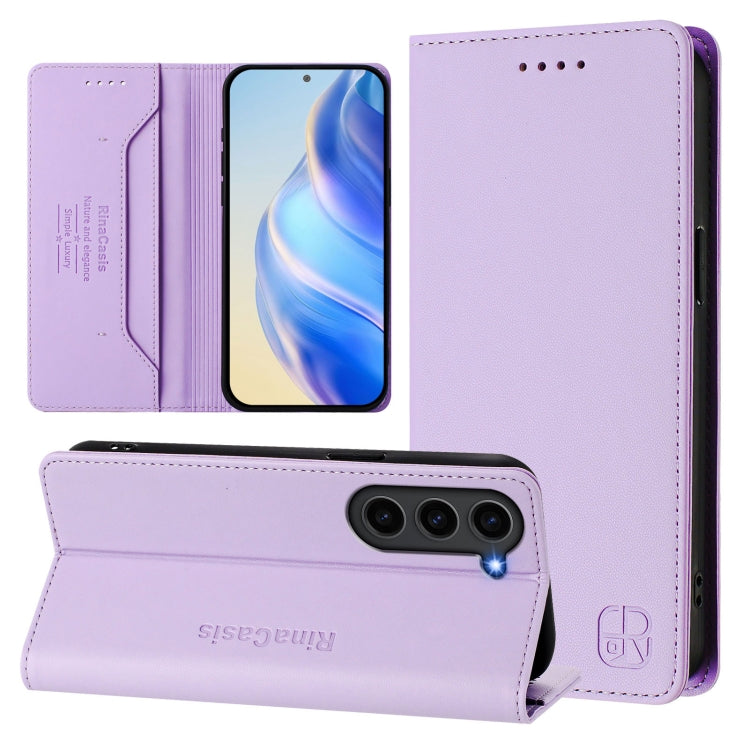 RC01 Dual-Folded Magnetic Suction RFID Leather Phone Case, For Galaxy S23 Ultra 5G, For Galaxy S23+ 5G, For Galaxy S23 5G, For Galaxy S20 FE, For Galaxy S22 Ultra 5G, For Galaxy S22+ 5G