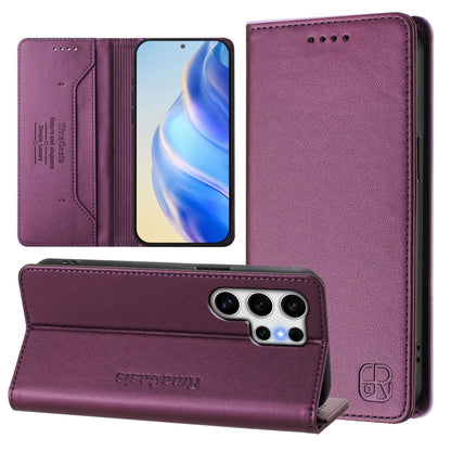 RC01 Dual-Folded Magnetic Suction RFID Leather Phone Case, For Galaxy S23 Ultra 5G, For Galaxy S23+ 5G, For Galaxy S23 5G, For Galaxy S20 FE, For Galaxy S22 Ultra 5G, For Galaxy S22+ 5G