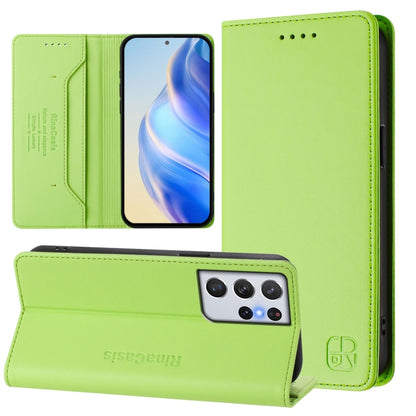 RC01 Dual-Folded Magnetic Suction RFID Leather Phone Case, For Galaxy S22 5G, For Galaxy S21 FE 5G, For Galaxy S21 5G, For Galaxy S21+ 5G, For Galaxy S21 Ultra 5G, For Galaxy S20 Ultra