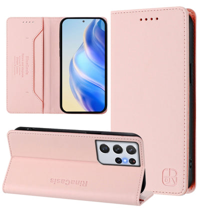 RC01 Dual-Folded Magnetic Suction RFID Leather Phone Case, For Galaxy S22 5G, For Galaxy S21 FE 5G, For Galaxy S21 5G, For Galaxy S21+ 5G, For Galaxy S21 Ultra 5G, For Galaxy S20 Ultra
