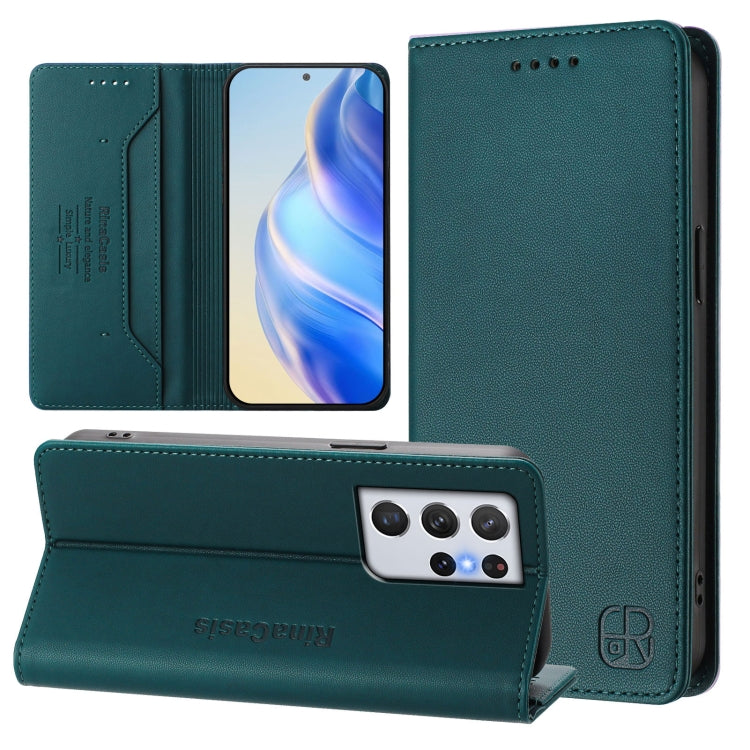 RC01 Dual-Folded Magnetic Suction RFID Leather Phone Case, For Galaxy S22 5G, For Galaxy S21 FE 5G, For Galaxy S21 5G, For Galaxy S21+ 5G, For Galaxy S21 Ultra 5G, For Galaxy S20 Ultra