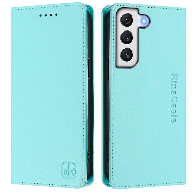 RC01 Dual-Folded Magnetic Suction RFID Leather Phone Case, For Galaxy S22 5G, For Galaxy S21 FE 5G, For Galaxy S21 5G, For Galaxy S21+ 5G, For Galaxy S21 Ultra 5G, For Galaxy S20 Ultra