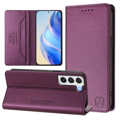 RC01 Dual-Folded Magnetic Suction RFID Leather Phone Case, For Galaxy S22 5G, For Galaxy S21 FE 5G, For Galaxy S21 5G, For Galaxy S21+ 5G, For Galaxy S21 Ultra 5G, For Galaxy S20 Ultra