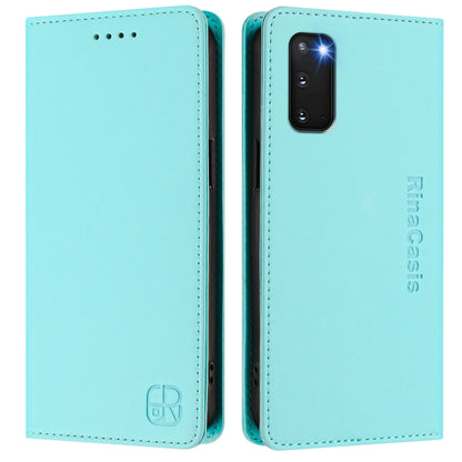 RC01 Dual-Folded Magnetic Suction RFID Leather Phone Case, For Galaxy S20, For Galaxy S20+