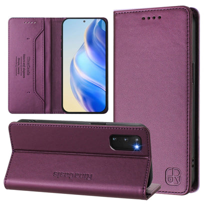 RC01 Dual-Folded Magnetic Suction RFID Leather Phone Case, For Galaxy S20, For Galaxy S20+