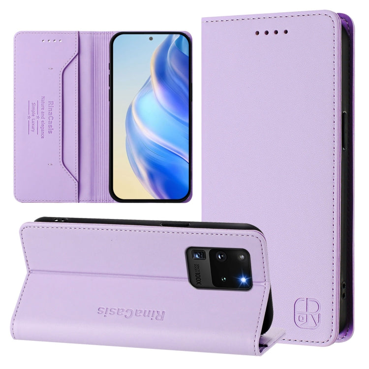RC01 Dual-Folded Magnetic Suction RFID Leather Phone Case, For Galaxy S22 5G, For Galaxy S21 FE 5G, For Galaxy S21 5G, For Galaxy S21+ 5G, For Galaxy S21 Ultra 5G, For Galaxy S20 Ultra