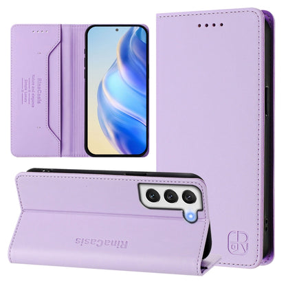 RC01 Dual-Folded Magnetic Suction RFID Leather Phone Case, For Galaxy S22 5G, For Galaxy S21 FE 5G, For Galaxy S21 5G, For Galaxy S21+ 5G, For Galaxy S21 Ultra 5G, For Galaxy S20 Ultra