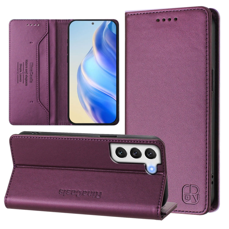 RC01 Dual-Folded Magnetic Suction RFID Leather Phone Case, For Galaxy S22 5G, For Galaxy S21 FE 5G, For Galaxy S21 5G, For Galaxy S21+ 5G, For Galaxy S21 Ultra 5G, For Galaxy S20 Ultra