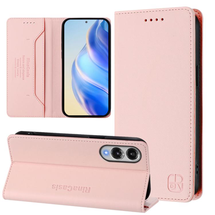 RC01 Dual-Folded Magnetic Suction RFID Leather Phone Case, For Galaxy S26 FE 5G, For Galaxy S26+ 5G, For Galaxy S26 Edge 5G, For Galaxy S26 Ultra 5G, For Galaxy S26 5G, For Galaxy S25 Edge 5G