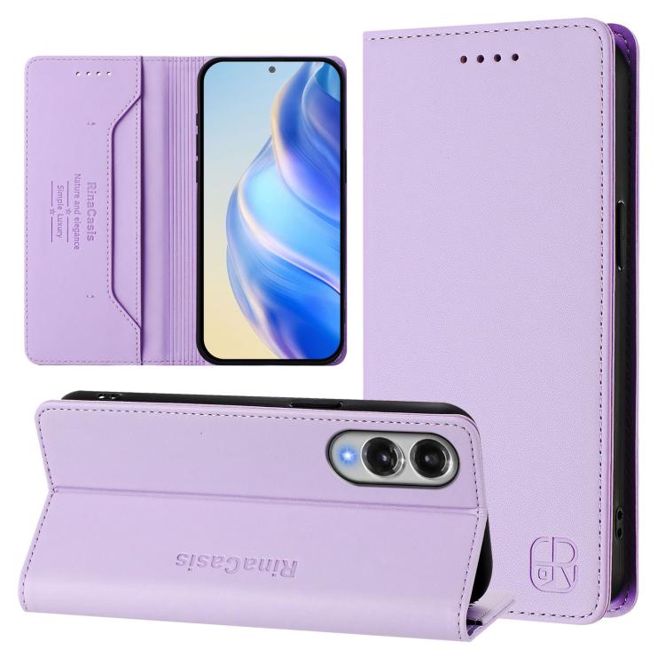 RC01 Dual-Folded Magnetic Suction RFID Leather Phone Case, For Galaxy S26 FE 5G, For Galaxy S26+ 5G, For Galaxy S26 Edge 5G, For Galaxy S26 Ultra 5G, For Galaxy S26 5G, For Galaxy S25 Edge 5G