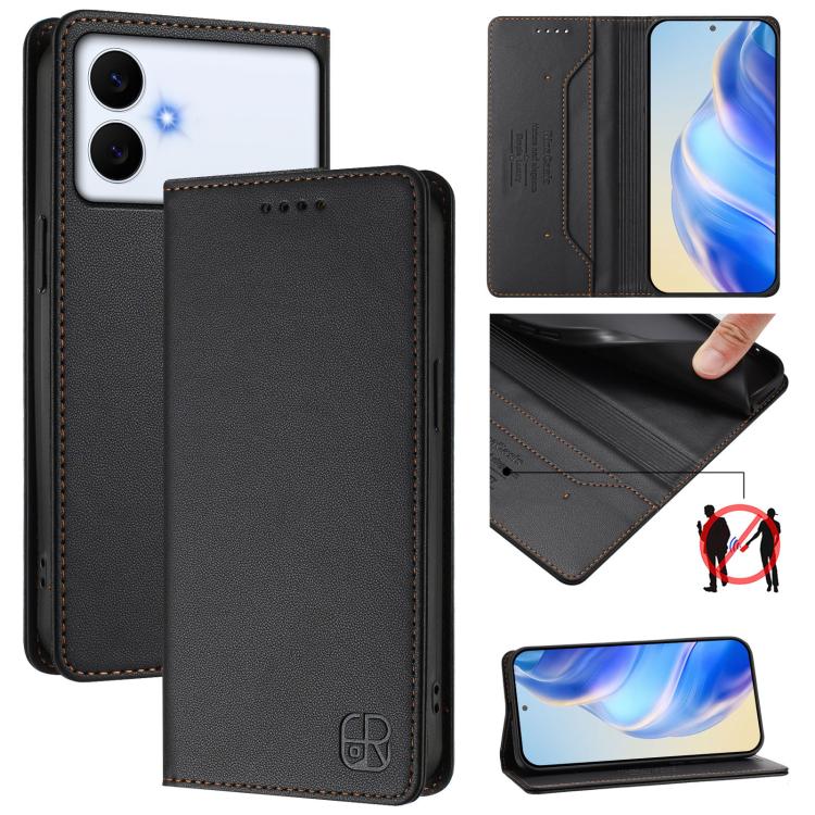 RC01 Dual-Folded Magnetic Suction RFID Leather Phone Case, For Samsung Galaxy S26+ 5G, For Samsung Galaxy S26 Edge 5G, For Samsung Galaxy S26 Ultra 5G, For Samsung Galaxy S26 5G, For Samsung Galaxy S25 Edge 5G, For Samsung Galaxy S24 / S25 5G