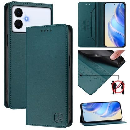 RC01 Dual-Folded Magnetic Suction RFID Leather Phone Case, For Galaxy S26 FE 5G, For Galaxy S26+ 5G, For Galaxy S26 Edge 5G, For Galaxy S26 Ultra 5G, For Galaxy S26 5G, For Galaxy S25 Edge 5G