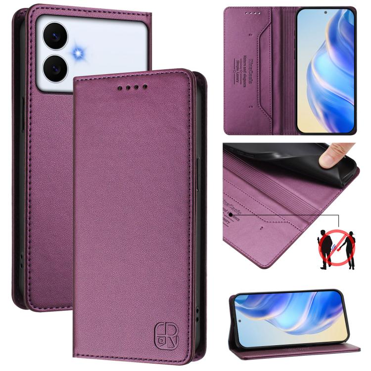 RC01 Dual-Folded Magnetic Suction RFID Leather Phone Case, For Galaxy S26 FE 5G, For Galaxy S26+ 5G, For Galaxy S26 Edge 5G, For Galaxy S26 Ultra 5G, For Galaxy S26 5G, For Galaxy S25 Edge 5G