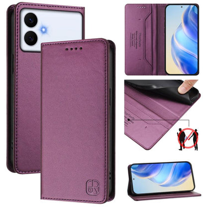 RC01 Dual-Folded Magnetic Suction RFID Leather Phone Case, For Galaxy S26 FE 5G, For Galaxy S26+ 5G, For Galaxy S26 Edge 5G, For Galaxy S26 Ultra 5G, For Galaxy S26 5G, For Galaxy S25 Edge 5G