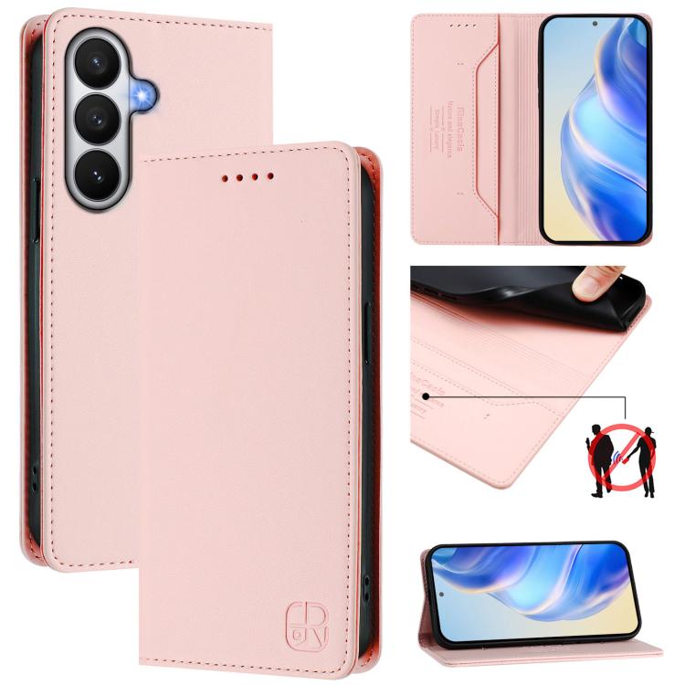 RC01 Dual-Folded Magnetic Suction RFID Leather Phone Case, For Samsung Galaxy S26+ 5G, For Samsung Galaxy S26 Edge 5G, For Samsung Galaxy S26 Ultra 5G, For Samsung Galaxy S26 5G, For Samsung Galaxy S25 Edge 5G, For Samsung Galaxy S24 / S25 5G