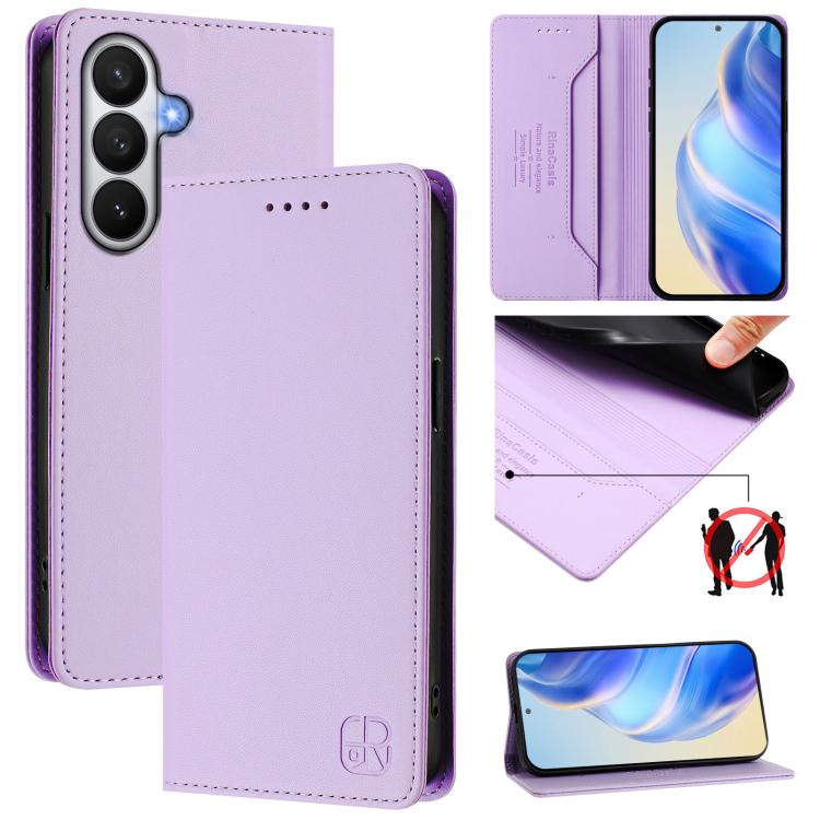 RC01 Dual-Folded Magnetic Suction RFID Leather Phone Case, For Samsung Galaxy S26+ 5G, For Samsung Galaxy S26 Edge 5G, For Samsung Galaxy S26 Ultra 5G, For Samsung Galaxy S26 5G, For Samsung Galaxy S25 Edge 5G, For Samsung Galaxy S24 / S25 5G