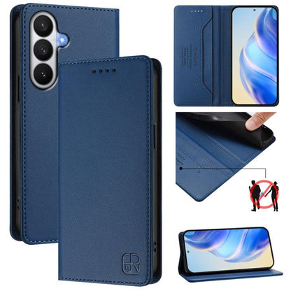 RC01 Dual-Folded Magnetic Suction RFID Leather Phone Case, For Galaxy S26 FE 5G, For Galaxy S26+ 5G, For Galaxy S26 Edge 5G, For Galaxy S26 Ultra 5G, For Galaxy S26 5G, For Galaxy S25 Edge 5G