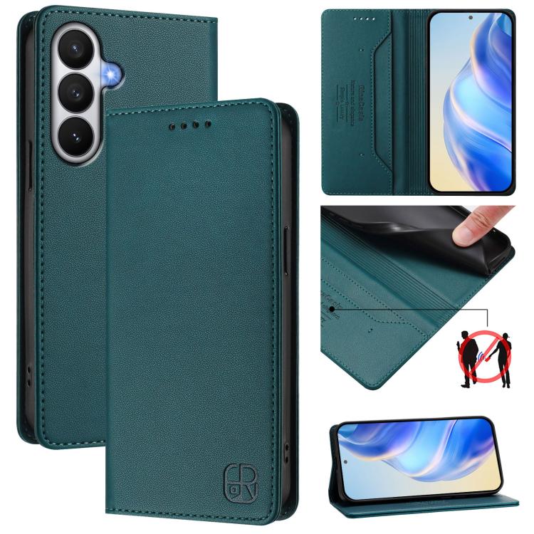 RC01 Dual-Folded Magnetic Suction RFID Leather Phone Case, For Galaxy S26 FE 5G, For Galaxy S26+ 5G, For Galaxy S26 Edge 5G, For Galaxy S26 Ultra 5G, For Galaxy S26 5G, For Galaxy S25 Edge 5G
