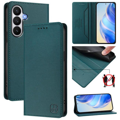RC01 Dual-Folded Magnetic Suction RFID Leather Phone Case, For Galaxy S26 FE 5G, For Galaxy S26+ 5G, For Galaxy S26 Edge 5G, For Galaxy S26 Ultra 5G, For Galaxy S26 5G, For Galaxy S25 Edge 5G