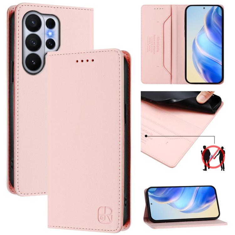 RC01 Dual-Folded Magnetic Suction RFID Leather Phone Case, For Samsung Galaxy S26+ 5G, For Samsung Galaxy S26 Edge 5G, For Samsung Galaxy S26 Ultra 5G, For Samsung Galaxy S26 5G, For Samsung Galaxy S25 Edge 5G, For Samsung Galaxy S24 / S25 5G