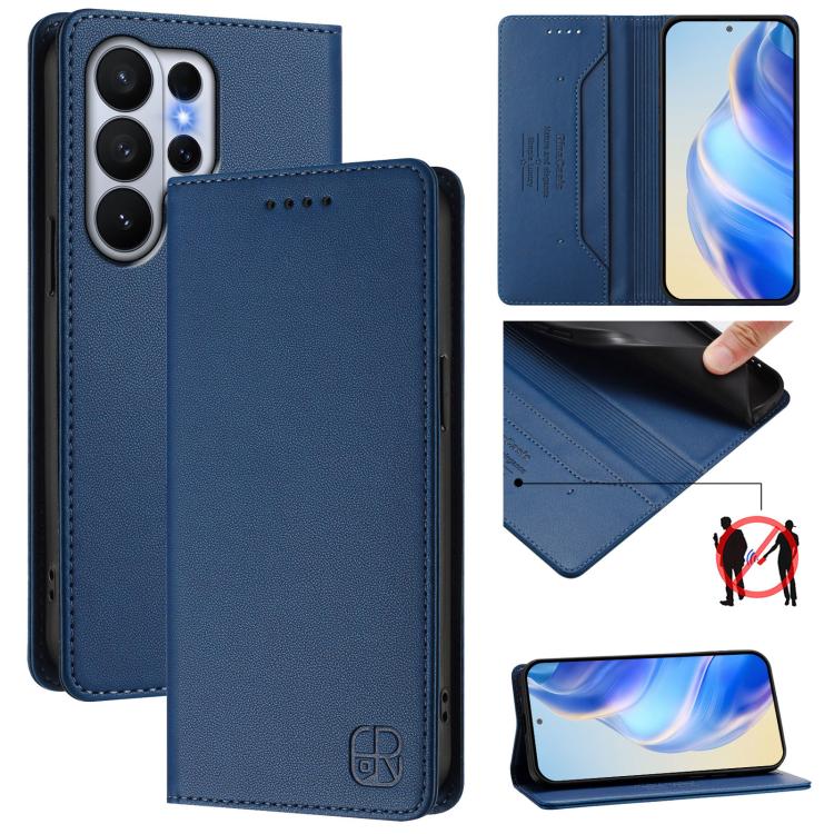 RC01 Dual-Folded Magnetic Suction RFID Leather Phone Case, For Samsung Galaxy S26+ 5G, For Samsung Galaxy S26 Edge 5G, For Samsung Galaxy S26 Ultra 5G, For Samsung Galaxy S26 5G, For Samsung Galaxy S25 Edge 5G, For Samsung Galaxy S24 / S25 5G