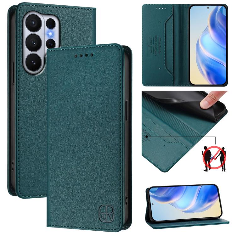 RC01 Dual-Folded Magnetic Suction RFID Leather Phone Case, For Samsung Galaxy S26+ 5G, For Samsung Galaxy S26 Edge 5G, For Samsung Galaxy S26 Ultra 5G, For Samsung Galaxy S26 5G, For Samsung Galaxy S25 Edge 5G, For Samsung Galaxy S24 / S25 5G