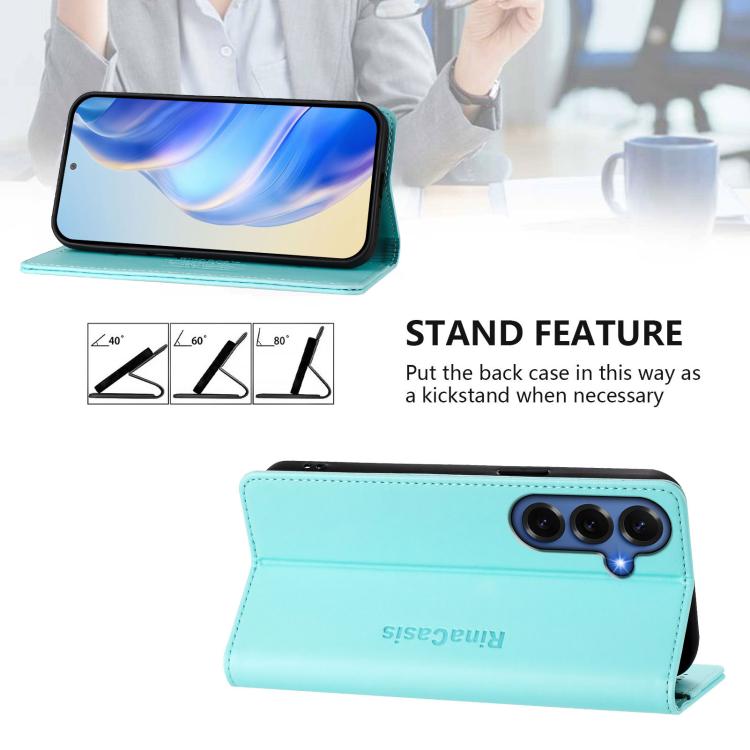 RC01 Dual-Folded Magnetic Suction RFID Leather Phone Case, For Samsung Galaxy S26+ 5G, For Samsung Galaxy S26 Edge 5G, For Samsung Galaxy S26 Ultra 5G, For Samsung Galaxy S26 5G, For Samsung Galaxy S25 Edge 5G, For Samsung Galaxy S24 / S25 5G