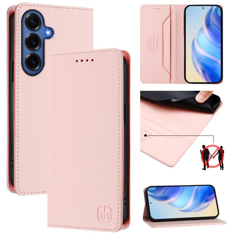 RC01 Dual-Folded Magnetic Suction RFID Leather Phone Case, For Galaxy S26 FE 5G, For Galaxy S26+ 5G, For Galaxy S26 Edge 5G, For Galaxy S26 Ultra 5G, For Galaxy S26 5G, For Galaxy S25 Edge 5G
