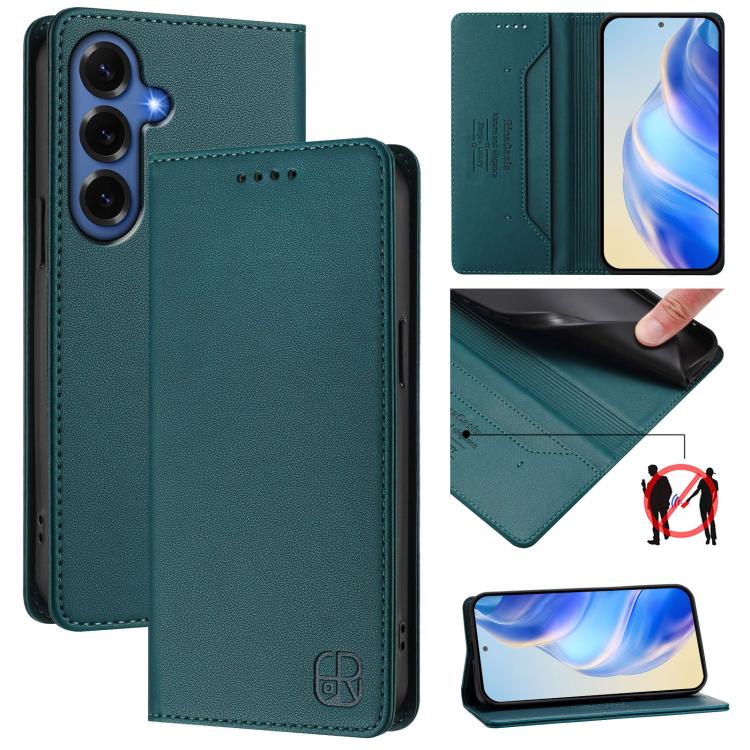 RC01 Dual-Folded Magnetic Suction RFID Leather Phone Case, For Galaxy S26 FE 5G, For Galaxy S26+ 5G, For Galaxy S26 Edge 5G, For Galaxy S26 Ultra 5G, For Galaxy S26 5G, For Galaxy S25 Edge 5G