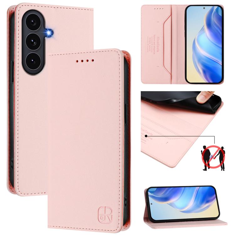 RC01 Dual-Folded Magnetic Suction RFID Leather Phone Case, For Galaxy S26 FE 5G, For Galaxy S26+ 5G, For Galaxy S26 Edge 5G, For Galaxy S26 Ultra 5G, For Galaxy S26 5G, For Galaxy S25 Edge 5G