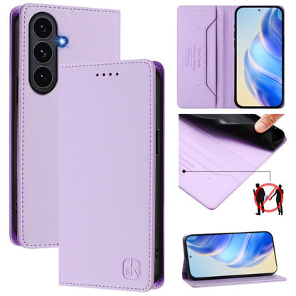 RC01 Dual-Folded Magnetic Suction RFID Leather Phone Case, For Galaxy S26 FE 5G, For Galaxy S26+ 5G, For Galaxy S26 Edge 5G, For Galaxy S26 Ultra 5G, For Galaxy S26 5G, For Galaxy S25 Edge 5G
