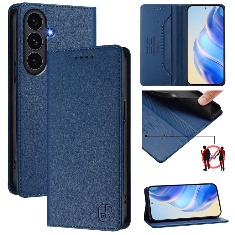 RC01 Dual-Folded Magnetic Suction RFID Leather Phone Case, For Galaxy S26 FE 5G, For Galaxy S26+ 5G, For Galaxy S26 Edge 5G, For Galaxy S26 Ultra 5G, For Galaxy S26 5G, For Galaxy S25 Edge 5G