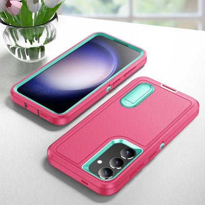 Rugged PC Hybrid Silicone Phone Case with Holder, For Samsung Galaxy S24+ / S25+ 5G, For Samsung Galaxy S25 Ultra 5G