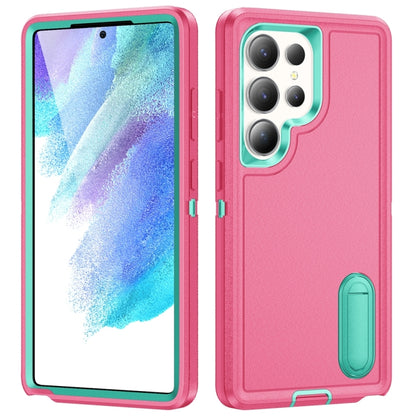 Rugged PC Hybrid Silicone Phone Case with Holder, For Samsung Galaxy S24+ / S25+ 5G, For Samsung Galaxy S25 Ultra 5G