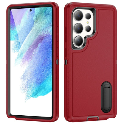 Rugged PC Hybrid Silicone Phone Case with Holder, For Samsung Galaxy S24+ / S25+ 5G, For Samsung Galaxy S25 Ultra 5G