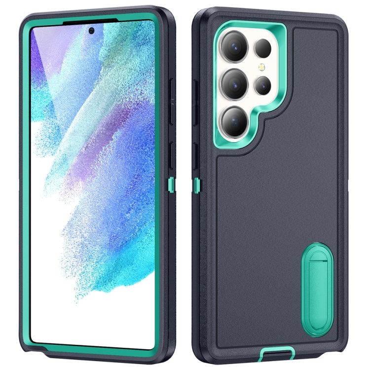 Rugged PC Hybrid Silicone Phone Case with Holder, For Samsung Galaxy S24+ / S25+ 5G, For Samsung Galaxy S25 Ultra 5G
