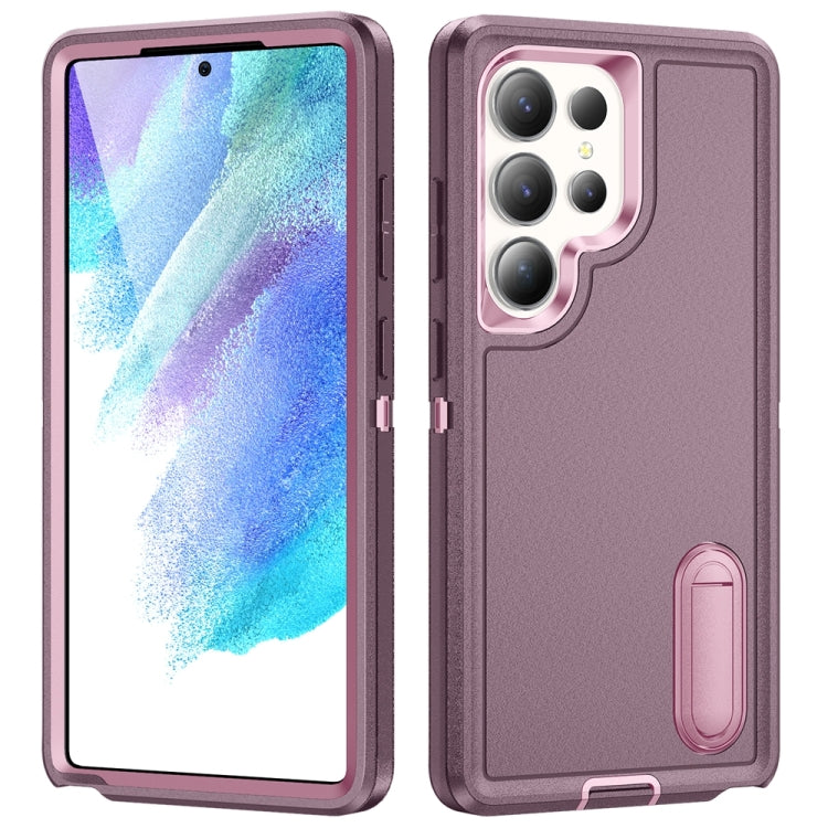 Rugged PC Hybrid Silicone Phone Case with Holder, For Samsung Galaxy S24+ / S25+ 5G, For Samsung Galaxy S25 Ultra 5G