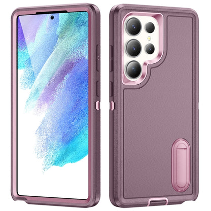 Rugged PC Hybrid Silicone Phone Case with Holder, For Samsung Galaxy S24+ / S25+ 5G, For Samsung Galaxy S25 Ultra 5G